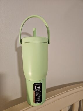 RESA Lime Green Insulated Tumbler with Carry Handle and Straw